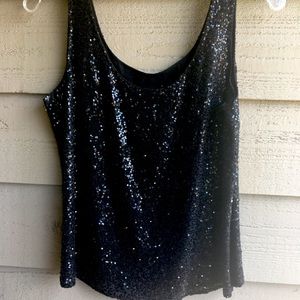 Beautiful black dressy silk sequin tank.